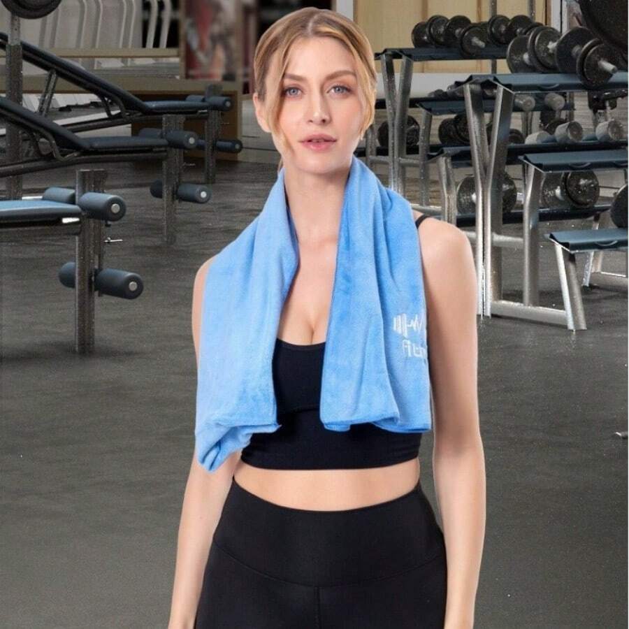 1pc Gym Sports Sweat-Absorbing Quick-Dry Microfiber Towel, Multifunctional Solid Color Sports Towel - Multicolor - View 1
