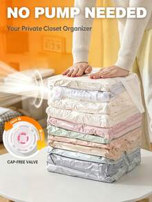 5/3/1pc Squeeze-Style Vacuum Storage Bags, Thickened Clothing Storage Bags, Suitable For Travel Storage, Closet Bedding, Clothing Organization, Compression Storage Bags, Dorm Storage - Clear - View 5