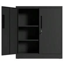 Metal Storage Cabinet With Two Lockable Doors And Two Adjustable - 黑色 - 查看 5