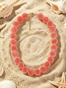 1 Peça Colar Pingente com Contas em Formato de Coração de Cor Doce e Fofa, Banhado a Ouro 18K, Adequado para Festa e Uso Diário, Presente para Esposa, Mãe, Namorada, Joias Femininas - Multicolorido - Visão 25