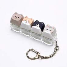 1pc DIY Keyboard Keycap Keychain Accessory, Creative Keycap Pendant Charm, Cute Cat Portable Decorative Key Ring, Suitable For Backpack And Handbag Decoration - Multicolor - View 10