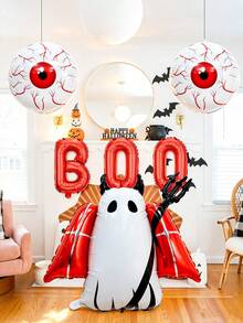 6 Stücke Set Halloween Teufel Ballon Set, enthält "BOO" Buchstaben, Augapfel, Teufel Ballons, geeignet für Halloween, Geburtstag, Spukhaus, Zimmer, Innen- und Außendekoration, Szenenatmosphäre Schaffung - Mehrfarbig - Übersicht 4