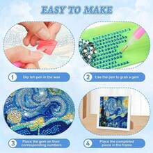 1 Set DIY Handmade Frameless Diamond Painting, Cartoon Landscape Diamond Embroidery Home Decor Wall Art - A - View 6