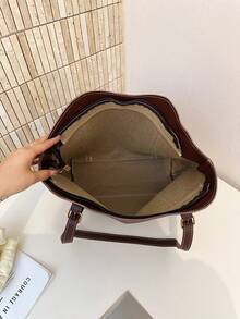 New Solid Color Luxury High-End Versatile Women's Shoulder Tote Bag - Coffee - View 6