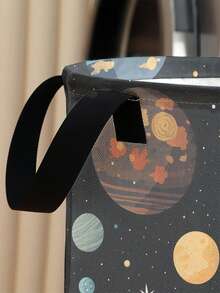 1pc, Round Storage, Extra Large Capacity Foldable, Durable, Space Pattern Printed Large Capacity Foldable Round Storage Basket, With Handle, Baby Room Multi-Purpose Storage Basket, Baby Sundries Organization Storage Basket Large Capacity Storage Box, Baby Room Storage, Baby Supplies Storage, Diaper Storage, Clothing Storage, Baby Supplies Sundries Storage, Multi-Purpose Storage Box, Foldable Baby Supplies Storage Box - Multicolor - View 7