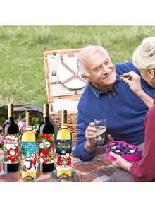 8入酒瓶標籤貼紙 Merry！卡通紙製裝飾貼紙，適用節日派對、酒瓶貼花，紙質，無需電源，情人節、情人節婚禮、生日 - 多色 - 查看 5