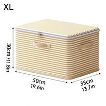Caja de almacenamiento con tapa con cremallera, caja de almacenamiento con asa, plegable con tapa, cesta cúbica para el hogar, contenedor de almacenamiento de ropa para armario, - Carne - Ver 10