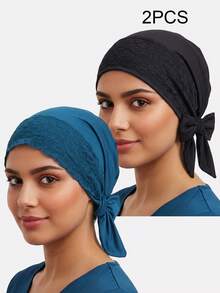 2pcs Women's Lace Trim Ribbon Headscarf Tie Headwrap Hat Chemotherapy Cap Suitable For Daily Use - Multicolor - View 10