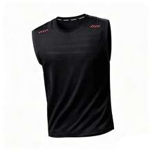 Camiseta regata esportiva masculina sem mangas, camiseta casual sem mangas - Preto - Ver 2