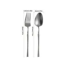 4pcs Luxury European Style Tree Pattern Stainless Steel Western Cutlery Set, High-End Hotel Restaurant Steak Knife Fork Spoon Tableware - Multicolor - View 4