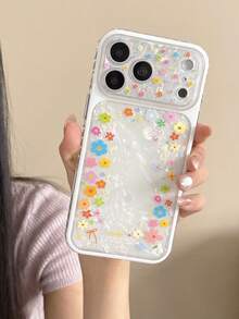 Casing Ponsel Minimalis Bermotif Bunga, Desain Anti Jatuh, 1 buah Casing Pelindung Motif Bunga Warna-warni, Casing Ponsel Nuansa Musim Panas, Hadiah Ulang Tahun, Kompatibel dengan iPhone 17/17 Pro/17 Pro Max/16/15 Pro Max - Putih - View 1