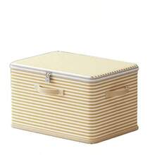 Caja de almacenamiento con tapa con cremallera, caja de almacenamiento con asa, plegable con tapa, cesta cúbica para el hogar, contenedor de almacenamiento de ropa para armario, - Carne - Ver 7