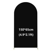 黑色拱門背景布 5ft/6ft/6.6ft/7.2ft 婚禮拱門套布 2件組 彈性布料 圓頂拱門背景布 適用於生日派對、婚禮拱門框架裝飾（不含拱門框架，僅含布料背景） - 黑色 - 查看 12