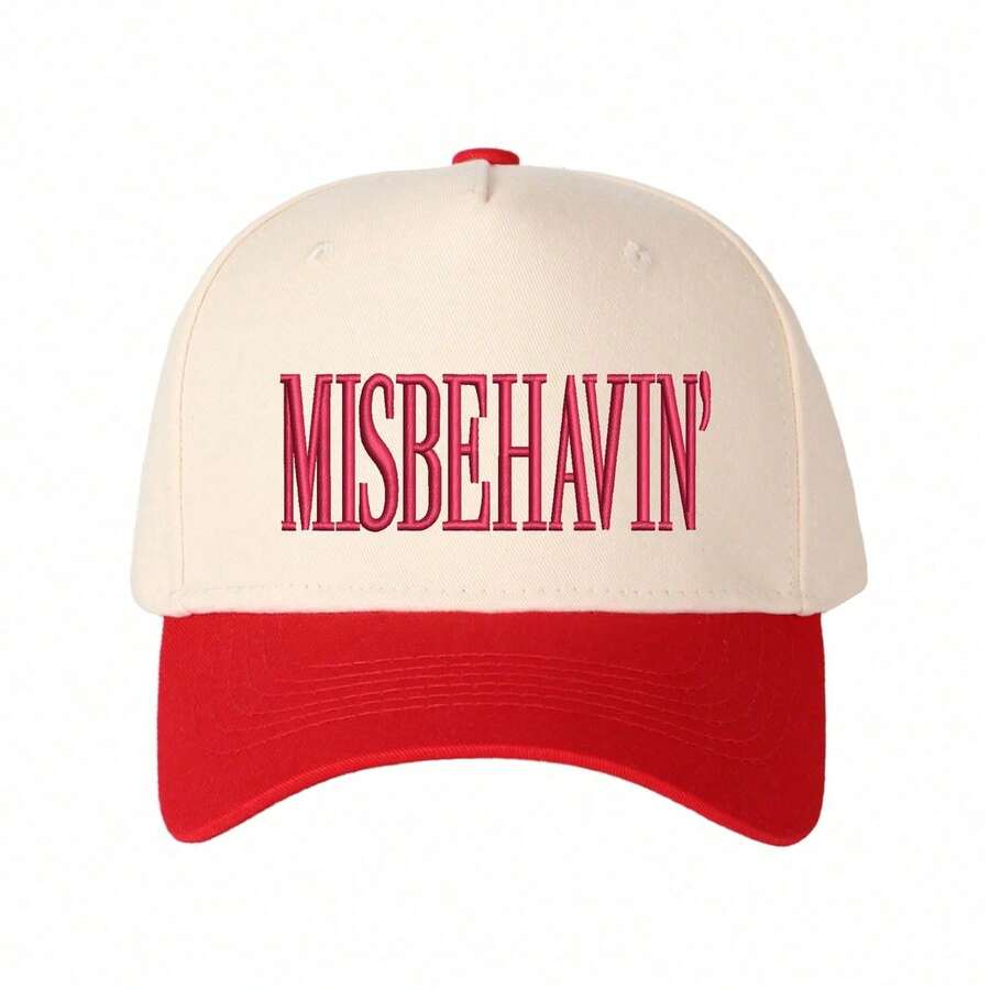Gorra camionero unisex parche bordado MISBEHAVIN, ajustable ideal para viajes y vacaciones - Rojo - Ver 1