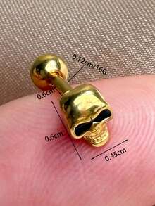 1 Buah Anting Tengkorak Hitam Gaya Punk Gothic untuk Pria, Model Mini Datar Belakang, Tindik Tulang Rawan Helix Tengah, Anti Tragus, Conch, Cuping Tindik Lobe, Anting Tusuk, Hadiah Halloween 16G - Sepasang anting tengkorak bulat - View 4