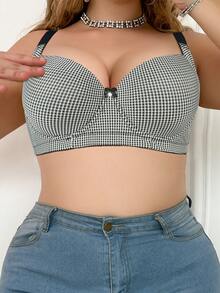 mimilemon Bra Berkawat Ukuran Plus Wanita, Kain Nyaman dan Bernapas, Mengangkat Payudara, Tali Bahu Lebar yang Dapat Diatur dan Pita Lebar yang Stabil - Hitam dan Putih - View 7