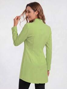 Long Sleeve Lab Coat With Pockets And Zipper Front, Lab Scrub Jacket - Mint Green - View 5
