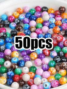50pcs/100pcs Manik-Manik Akrilik Retak 8mm untuk Pembuatan Perhiasan, DIY Gelang Manik-Manik, Anting, Kalung, Gantungan Kunci - MultiWarna - View 8