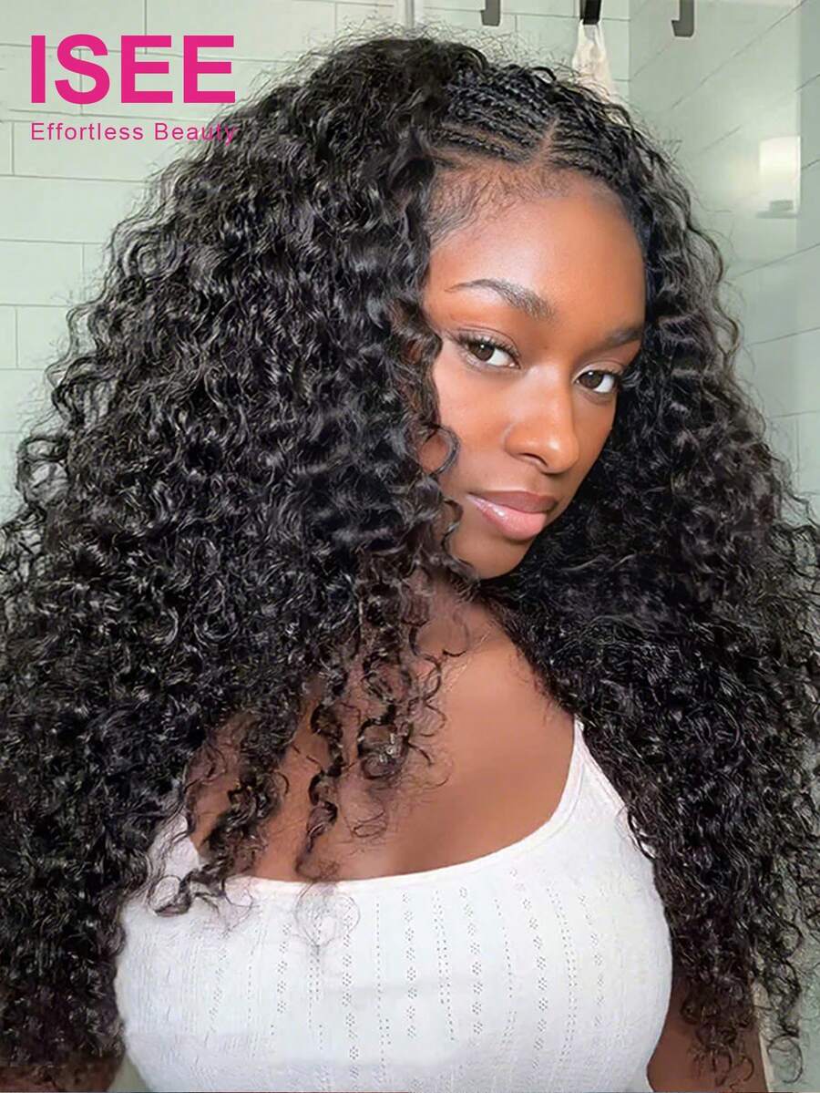 ISEE Invisible Hairline Half Wig, Water Wave, Ready To Wear, Glue-Free, 250% High Density, 14-16 Inch Bob, 18-26 Inch Regular Length, Reversible, Suitable For Beginners - SNatural - View 1
