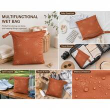 1pc Vintage Print Beach Vacation Waterproof Storage Bag,Back To School - View 4
