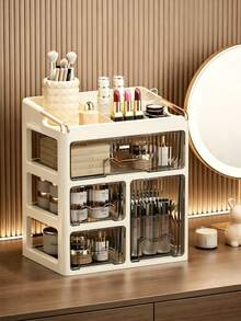 New Makeup Organizer Box, Convenient Makeup Drawer Set, Sturdy Cosmetic Storage Rack, Suitable For Vanity, Bathroom Sink And Student Dorm Desk, Organize Beauty Products,Bedroom Room Decor,Back To School - Multicolor - View 1