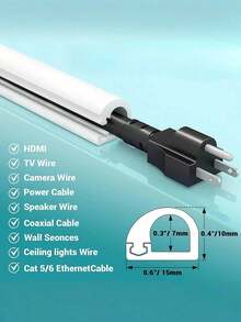 1件裝地板電纜保護條，橡膠柔性電纜護套，自黏式線槽，可用於隱藏電源延長線，防絆腳設計，適用於辦公室與居家使用 - 多色 - 查看 3