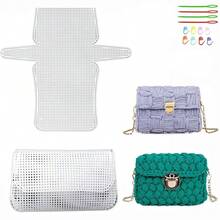 DIY Crochet Bag Kit With Plastic Mesh Canvas Sheets And Ribbon Set, Suitable For DIY Handmade Shoulder Bag, Includes Crochet Tools - Multiple Attributes - View 1