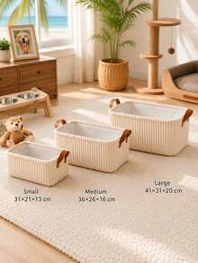 Customizable Storage Basket Personalized Dog Toy Bin Corduroy Pet Storage Basket With Name Customization Portable Handle Desktop Organizer Clothing Storage Home Decor Perfect Gift Laundry Basket - Multicolor - View 8
