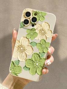 Floral Painted Beige Minimalist Fashion Creative Shockproof Phone Case, Compatible With Ip 17/Ip 17pro/Ip 17promax/ IP16/11/16pro/16plus/16promax/16e/15Promax/13/14/12/XS/XR/7G/8P, Compatible With Samsung Galaxy S26/S26PLUS/S26 UltraS25/S25PLUS/S25 Ultra/A16/A36/A26/A56/A50/A12/A32/A52/A72/A51/A21S/A13/A14/S24/S24PLUS/S24Ultra/S20/S23/S22/A53/S20FE/S21/, Shockproof Phone Protective Case - Multicolor - View 2