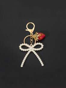 Yogodlns Fashionable Women's DIY Pink Strawberry Bag Charm Exquisite Keychain Student Backpack Pendant Mother's Day Bag Accessory Wrist Strap Phone Lanyard - Multicolor - View 9