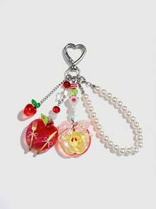 1pc Back To School Cute Bowknot & 5-Pointed Star Bead Decor Keychain Valentines - A - View 5