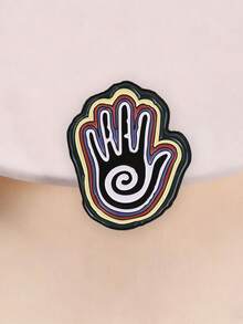 1pc Mystical Spiral Hand Enamel Pin,Vintage Layered Colorful Hand And Spiral Symbol Badge, Fashion Accessory, Gift For Mystic Lovers - Multicolor - View 2