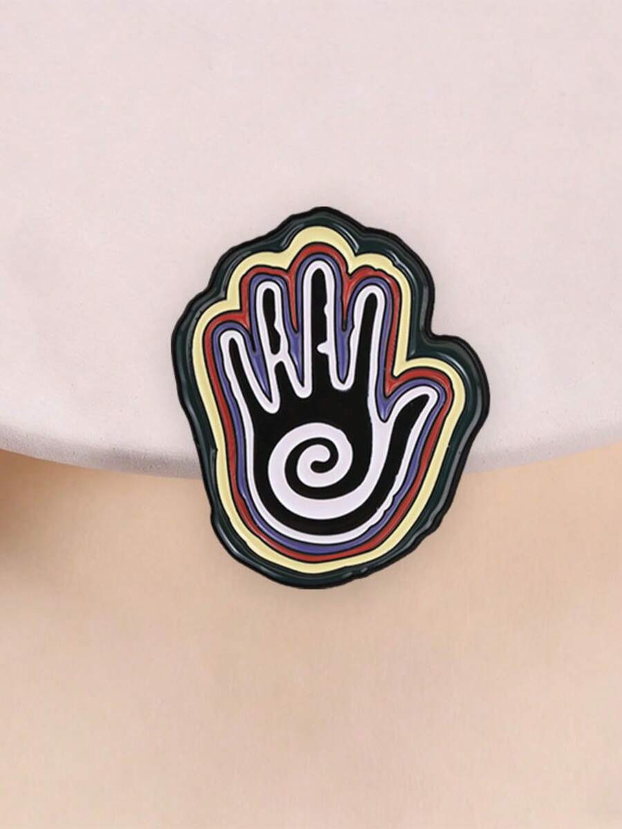1pc Mystical Spiral Hand Enamel Pin,Vintage Layered Colorful Hand And Spiral Symbol Badge, Fashion Accessory, Gift For Mystic Lovers