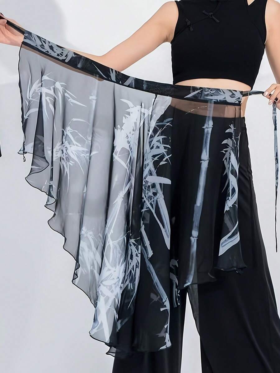 MESHUOKAI 1pc Summer New Vintage Jazz Dance Outfit Dance Tie-Up Skorts Modern Dance Loose Dance Skirt, Suitable For Stage Performance, Nightclub, Disco, Festival, Party And Banquet, Street Dance Jazz