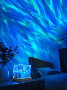 Aurora Ocean Wave Dynamic Projection Square Lamp,16 Color Changing Brightness Adjustable Remote Control USB LED Ambient Light,For Room Decor Photoshoot Romantic Date,Birthday Christmas Valentine Halloween Holiday Ornament Night Light - Multi-color light - View 8