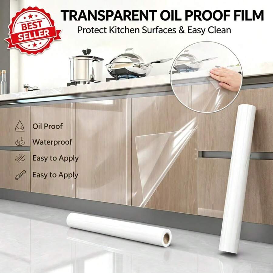 1 pieza Película protectora transparente autoadhesiva para pared, adhesivo antióleo para cocina