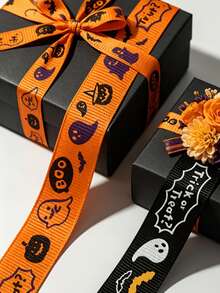 25 Yard Nastro di Poliestere per Ognissanti Felice, Nastro Decorativo in Raso per Confezioni Regalo, Artigianato, Nastro Decorativo in Raso e Garza per Scatole Regalo, Sacchetti di Imballaggio, Fiocchi, Confezioni Regalo, Decorazioni Fai-da-Te, Confezioni Regalo di Ognissanti, Decorazioni di Ognissanti - Multicolore - Visualizzare 4