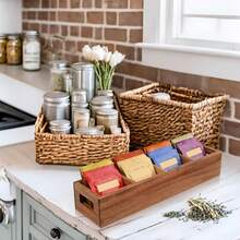 Chicvilla Acacia Wood Tea Bag Organizer With 4 Slots U2013 Tea Bag Holder And Tea Organizer, Sugar Packet Storage For Countertops - White - View 8