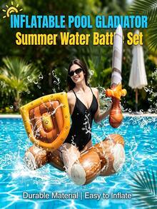 Pool Battle Float Toy Inflatable Battle Shield, Lightweight Durable Compact Design, Suitable For Home, Dorm, Beach, Lake, Pool Party, Outdoor Use, Fun Summer Water Games - Multiple Styles - View 2