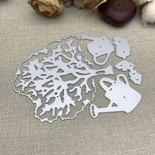 Tree-Shaped Metal Die-Cut Set, Tree Planting And Watering Can Frame Cutting Molds, DIY Photo Decoration Templates, Embossed Paper Molds, Suitable For Scrapbooking And Card Making. - Silver-white - View 7