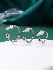 6PCS 8/10/12MM Horseshoe Long Short Spike/Ball Labret Rings, Lip Piercing Jewelry Lip Rings,Steel Septum Helix Conch Piercing Jewelry - Silver - View 8