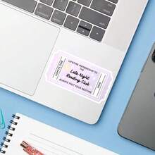 1PC Late Night Reading Club Sticker, Lilac Purple Moon Stars Bookish Vinyl Decal For Laptop Water Bottle Notebook E-Reader, Waterproof Book Lover Decal Sticker, Aesthetic Stationery Scrapbook Gift For Her - S2483 - View 5