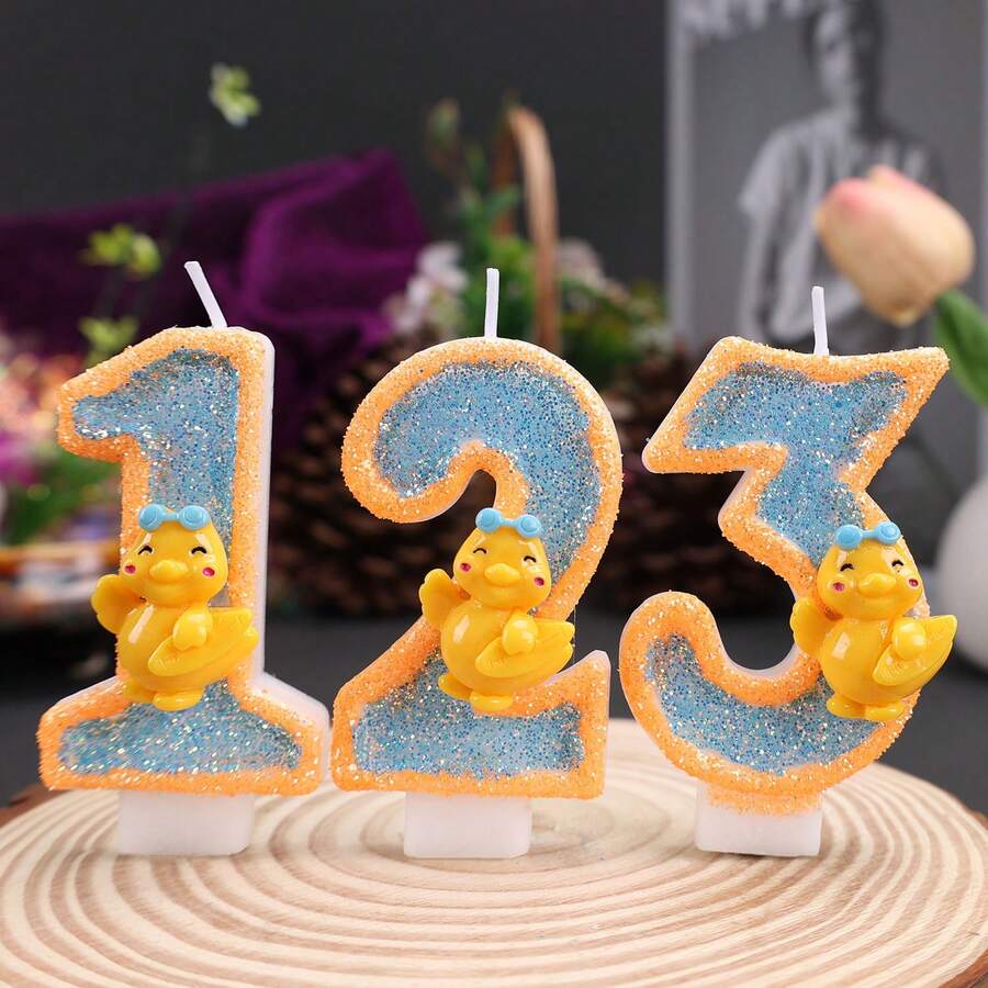 1pc Cute Little Yellow Duck Cartoon Candle Creative Handmade DIY Candle Birthday Party Cake Decoration 0-9 Candle - View 1