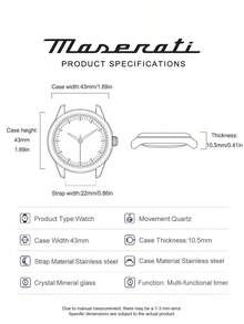 Maserati Seiko VD33 日系機芯 三盤日期與24小時顯示 43mm 拋光不鏽鋼休閒賽車正裝腕錶 R8853151010 - 銀色 - 查看 6
