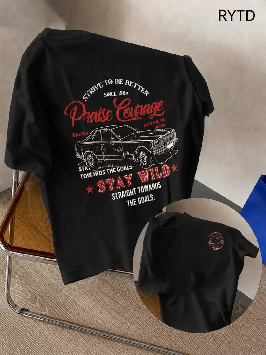 Herrenbekleidung, Herren-T-Shirt, Herrenkleidung, Männer-T-Shirt, Rennwagen-Shirt - NACHT - Übersicht 1