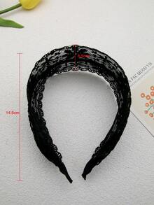 1件裝黑色鏤空蕾絲花卉刺繡髮箍，優雅時尚波西米亞風女性髮飾，適合日常穿搭、約會、聚會與外出 - 黑色 - 查看 6