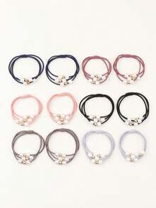 12pcs Pearl Hair Ties, Random Colors, Suitable For Girls - Multicolor - View 4