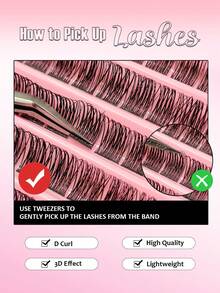 Asiteo 130pcs D-Curl Voluminous Fluffy False Eyelash Clusters, Tulle Cluster Lashes, 10-16mm Mixed Natural Eyelash Extensions, Curled Single Lashes, Cartoon-Style Growth Lashes, Suitable For Beginners Home Use - D - View 3