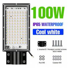 Striscia LED per illuminazione stradale con tubo di installazione, luce da parete esterna 220V per cortile, strada, portico, parcheggio, corridoio, giardino posteriore, giardino, fienile, patio, luce allagante luminosa, recinzione, sentiero, casa, garage, magazzino, luce a palo cablata, 50/96 LED - Lampione stradale a LED - Visualizzare 13