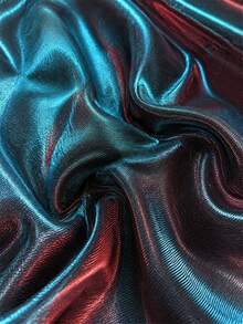1pc Blue Red Color-Changing Iridescent Metallic Fabric, Soft Elastic Shiny Lurex Material, Glossy Color-Shifting Fabric, Suitable For Handmade Formal Evening Gowns, Ball Gowns, Dance Performance Costumes And Craft Clothing Projects - Multicolor - View 5